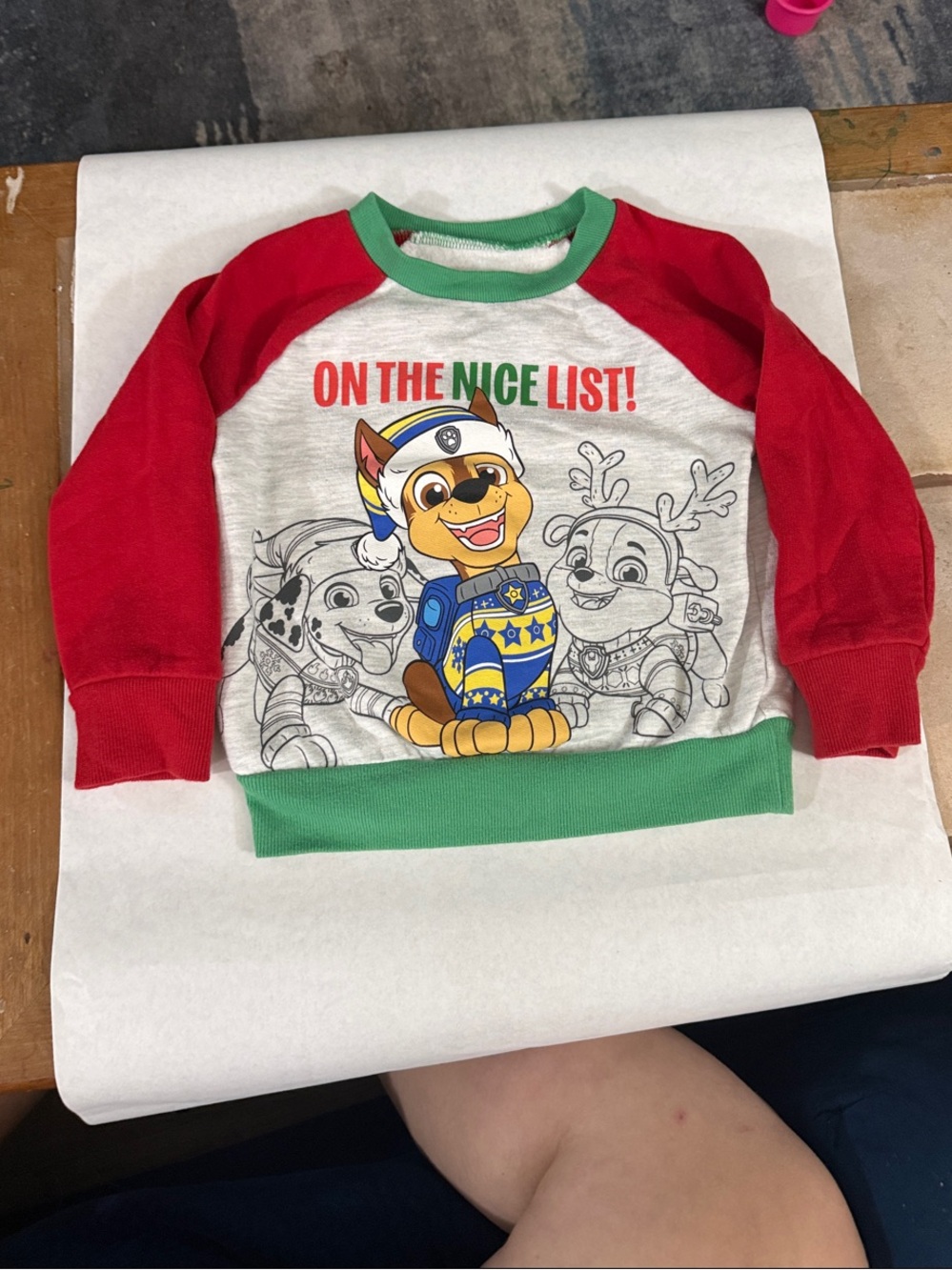 Paw Patrol Kids 'On The Nice List!' Red and Green Holiday Sweatshirt